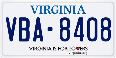 VA license plate VBA8408