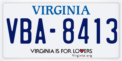 VA license plate VBA8413