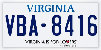 VA license plate VBA8416