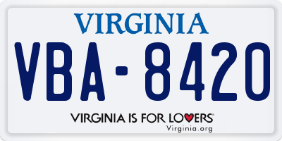 VA license plate VBA8420