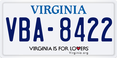 VA license plate VBA8422