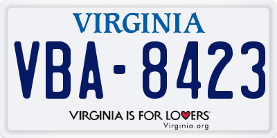 VA license plate VBA8423