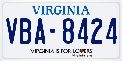 VA license plate VBA8424