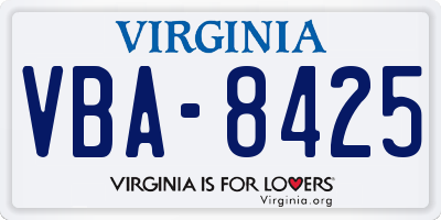 VA license plate VBA8425
