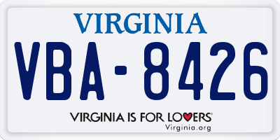 VA license plate VBA8426