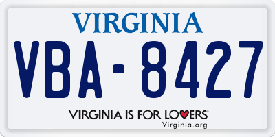 VA license plate VBA8427
