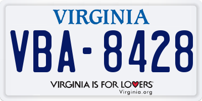 VA license plate VBA8428