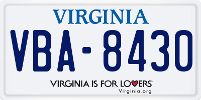 VA license plate VBA8430