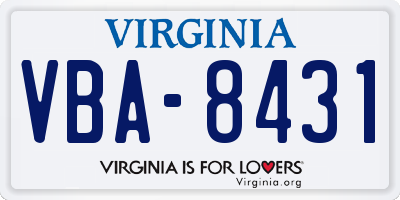 VA license plate VBA8431