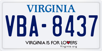 VA license plate VBA8437