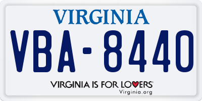 VA license plate VBA8440