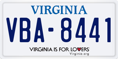 VA license plate VBA8441