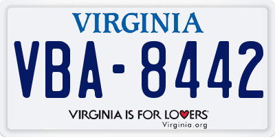 VA license plate VBA8442