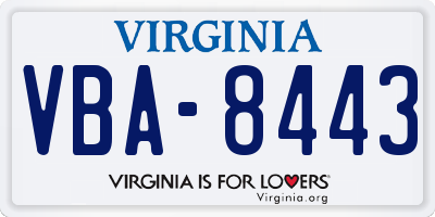 VA license plate VBA8443