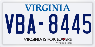 VA license plate VBA8445
