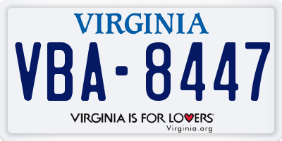 VA license plate VBA8447