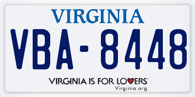 VA license plate VBA8448
