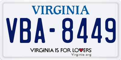VA license plate VBA8449