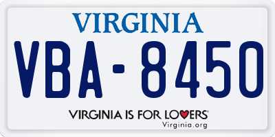 VA license plate VBA8450