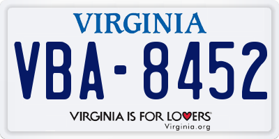 VA license plate VBA8452
