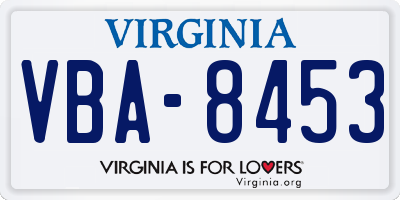 VA license plate VBA8453