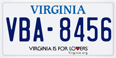 VA license plate VBA8456