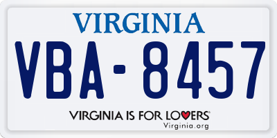 VA license plate VBA8457