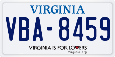 VA license plate VBA8459