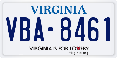 VA license plate VBA8461