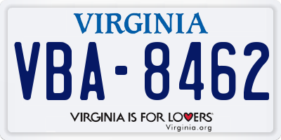 VA license plate VBA8462
