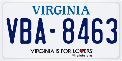 VA license plate VBA8463