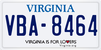 VA license plate VBA8464