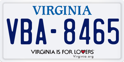 VA license plate VBA8465
