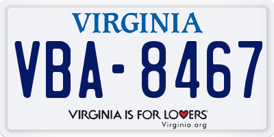 VA license plate VBA8467