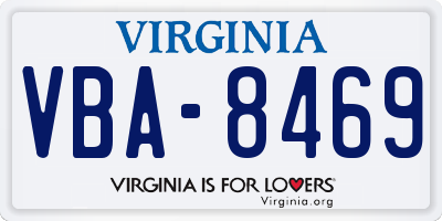 VA license plate VBA8469