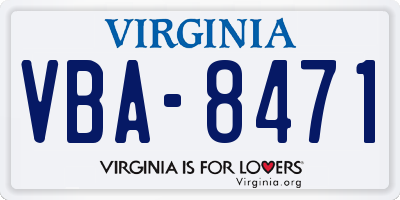 VA license plate VBA8471