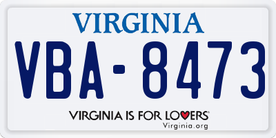 VA license plate VBA8473