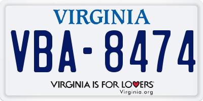 VA license plate VBA8474