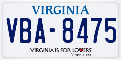 VA license plate VBA8475