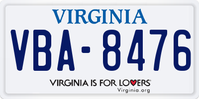 VA license plate VBA8476