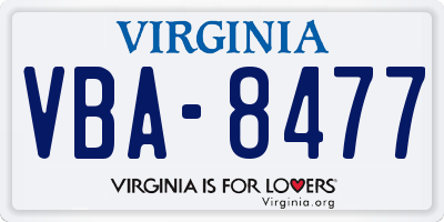 VA license plate VBA8477