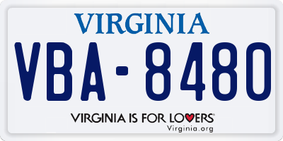 VA license plate VBA8480