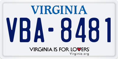 VA license plate VBA8481