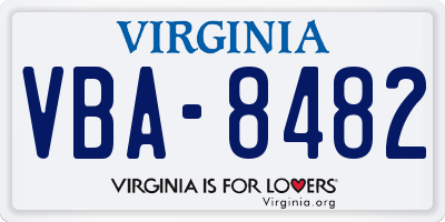 VA license plate VBA8482