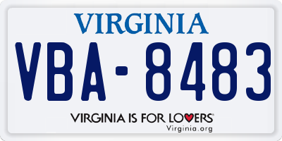 VA license plate VBA8483
