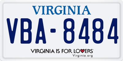 VA license plate VBA8484