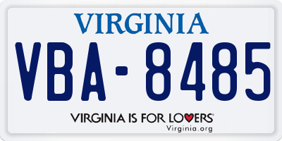 VA license plate VBA8485