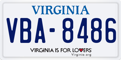 VA license plate VBA8486