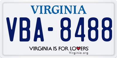 VA license plate VBA8488