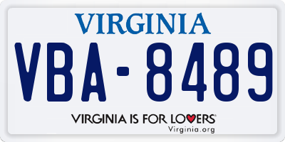 VA license plate VBA8489